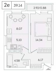 ЖК «Lampo», планировка 1-комнатной квартиры, 38.20 м²