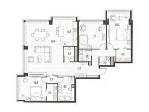 ЖК «High Life», планировка 4-комнатной квартиры, 157.00 м²