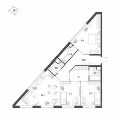 МФК «Voxhall», планировка 3-комнатной квартиры, 97.00 м²