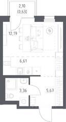 ЖК «Новое Внуково», планировка студии, 28.46 м²