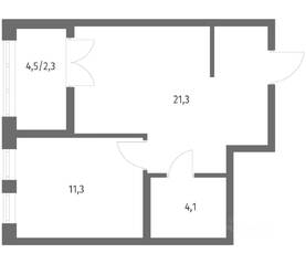 ЖК «NEWПИТЕР», планировка 1-комнатной квартиры, 38.90 м²
