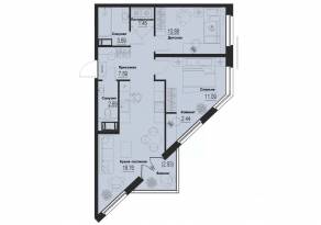 ЖК «ID Murino III», планировка 2-комнатной квартиры, 59.47 м²