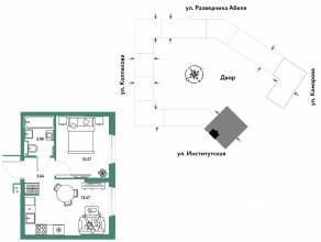 ЖК «Страна.Парковая», планировка 2-комнатной квартиры, 31.67 м²