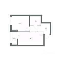 ЖК «NEWПИТЕР», планировка 1-комнатной квартиры, 40.21 м²