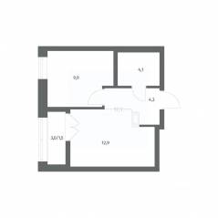 ЖК «NEWПИТЕР», планировка 1-комнатной квартиры, 32.65 м²