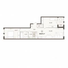 ЖК «Знатный», планировка 2-комнатной квартиры, 68.92 м²
