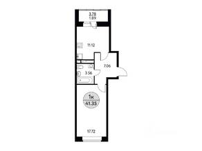 ЖК «Солнечная долина» (Щелково), планировка 1-комнатной квартиры, 41.35 м²