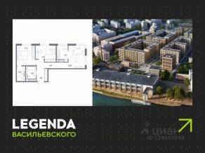 ЖК «LEGENDA Васильевского», планировка 2-комнатной квартиры, 65.72 м²