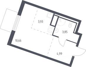 ЖК «Квартал Лаголово», планировка студии, 23.43 м²
