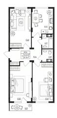 МЖК «Верево-Сити», планировка 3-комнатной квартиры, 81.10 м²