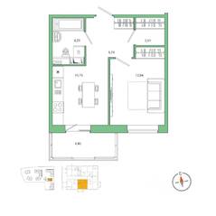 ЖК «Янила», планировка 1-комнатной квартиры, 36.40 м²