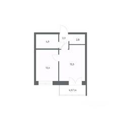 ЖК «NEWПИТЕР», планировка 1-комнатной квартиры, 39.31 м²