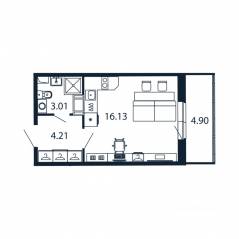 ЖК «Полис ЛАВрики», планировка студии, 22.70 м²