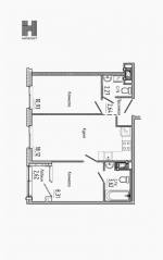 МФК «Нигилист (Concept)», планировка 2-комнатной квартиры, 46.78 м²