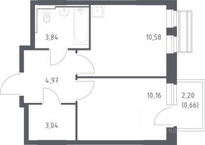 ЖК «Рублевский Квартал», планировка 1-комнатной квартиры, 32.80 м²