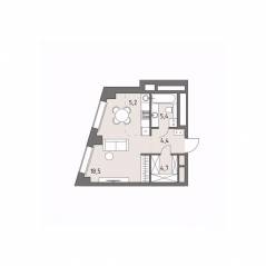 ЖК «Родина Парк», планировка студии, 37.90 м²