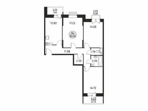 ЖК «Дом на Сиреневой (Щелково)», планировка 3-комнатной квартиры, 82.34 м²