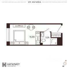 МФК «Нигилист (Concept)», планировка 1-комнатной квартиры, 19.10 м²