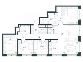 ЖК «Level Звенигородская», планировка 5-комнатной квартиры, 112.10 м²