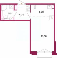 ЖК «Дом на Курской», планировка студии, 28.15 м²