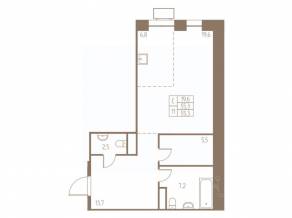 ЖК «Фабрикант», планировка студии, 55.30 м²