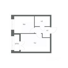 ЖК «NEWПИТЕР», планировка 1-комнатной квартиры, 35.85 м²
