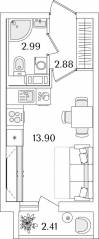 ЖК «Кинопарк», планировка студии, 20.98 м²