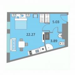 Апарт-комплекс «Начало», планировка студии, 30.90 м²