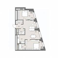 ЖК «Родина Парк», планировка 3-комнатной квартиры, 86.10 м²