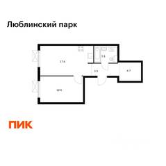 ЖК «Люблинский парк», планировка 1-комнатной квартиры, 41.90 м²