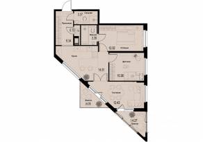 ЖК «ID Murino III», планировка 3-комнатной квартиры, 66.25 м²