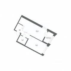 ЖК «NEWПИТЕР», планировка 1-комнатной квартиры, 51.98 м²