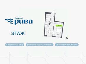 ЖК «Аквилон RIVA», планировка 1-комнатной квартиры, 36.28 м²
