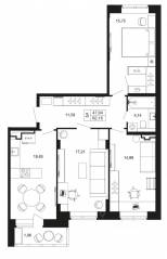 ЖК «Времена года», планировка 3-комнатной квартиры, 82.18 м²