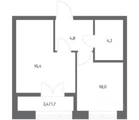 ЖК «NEWПИТЕР», планировка 1-комнатной квартиры, 36.16 м²