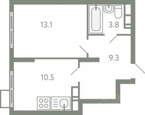 ЖК «Ново-Молоково», планировка 1-комнатной квартиры, 36.00 м²