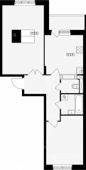 ЖК «Школьный (Климовск)», планировка 2-комнатной квартиры, 60.70 м²