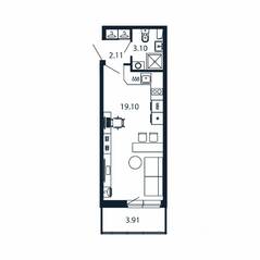 ЖК «Полис ЛАВрики», планировка студии, 24.10 м²
