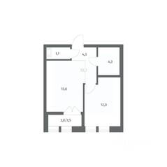 ЖК «NEWПИТЕР», планировка 1-комнатной квартиры, 37.72 м²