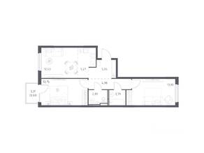 ЖК «Мытищи Парк», планировка 2-комнатной квартиры, 61.64 м²