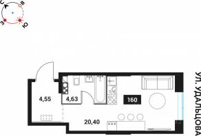 ЖК «Инноватор», планировка студии, 29.20 м²