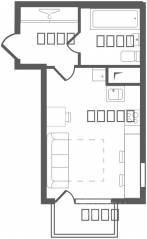ЖК «Ювента», планировка студии, 25.00 м²