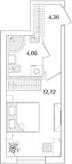 ЖК «Кинопарк», планировка студии, 21.16 м²