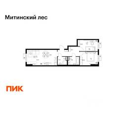 ЖК «Митинский лес», планировка 2-комнатной квартиры, 56.90 м²