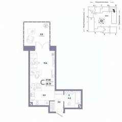 ЖК «Страна.Озерная», планировка студии, 37.50 м²