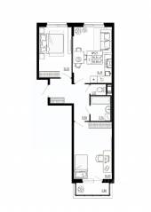 МЖК «Аннино Сити», планировка 2-комнатной квартиры, 58.98 м²