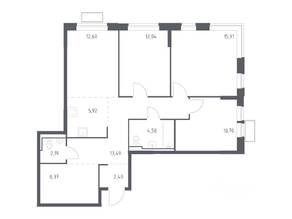 ЖК «Новое Видное», планировка 3-комнатной квартиры, 86.90 м²