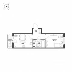 ЖК «Клюква.Парк», планировка 1-комнатной квартиры, 37.20 м²