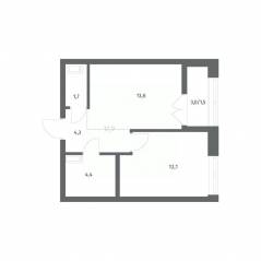 ЖК «NEWПИТЕР», планировка 1-комнатной квартиры, 37.50 м²
