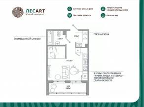 ЖК «ЛесART», планировка студии, 31.05 м²